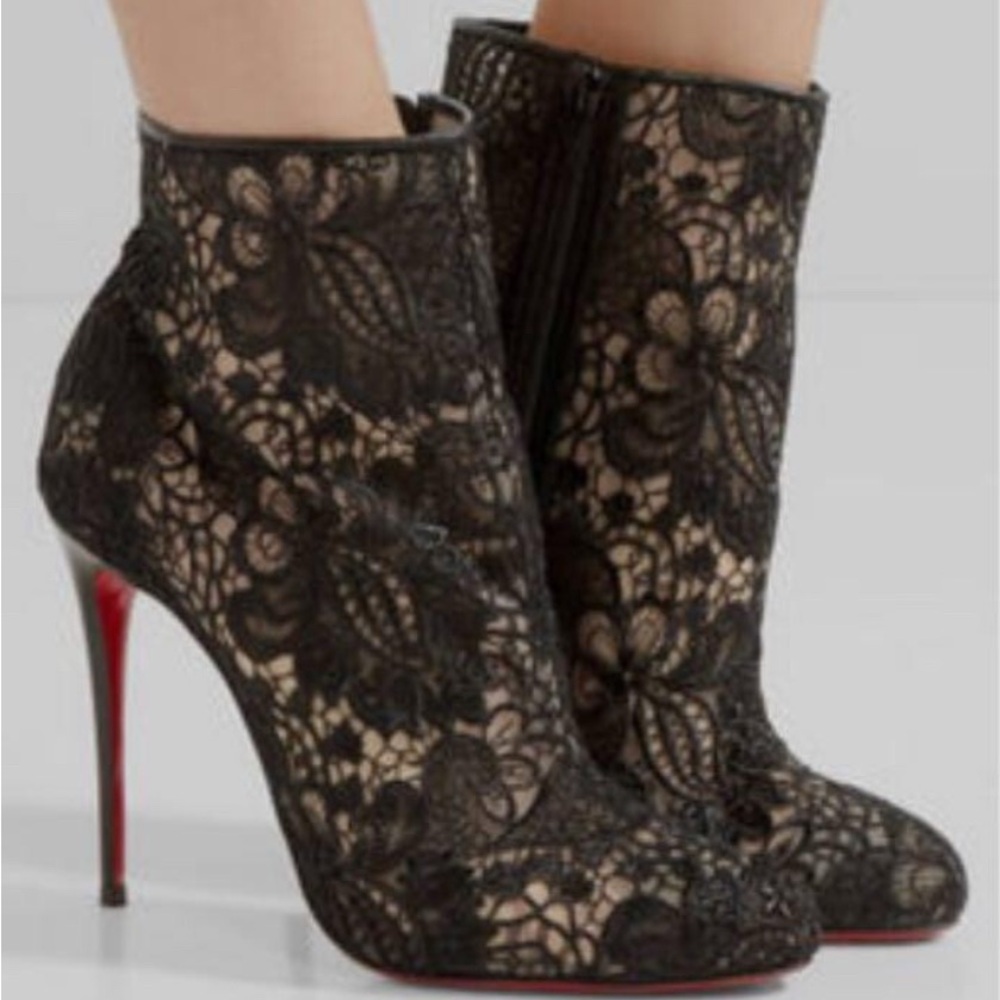 Christian Louboutin Miss Tennis 100 Guipure Lace Ankle Boots